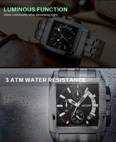 Relógio Masculino de Luxo Pulseira de Aço Inoxidável Preto  - Loja Mamael