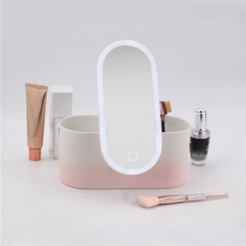 Caixa Organizadora de Maquiagem Com Espelho e Luz Led Portátil | Loja Mamael