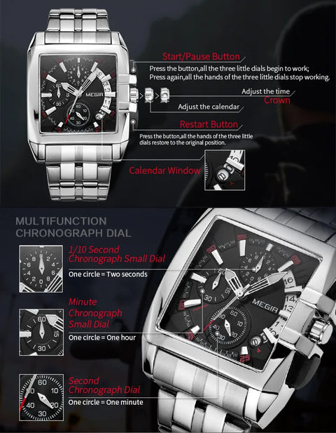 Relógio Masculino de Luxo Pulseira de Aço Inoxidável - Loja Mamael