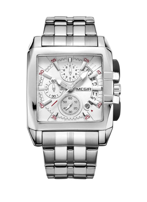 Relógio Masculino de Luxo Pulseira de Aço Inoxidável Branco  - Loja Mamael